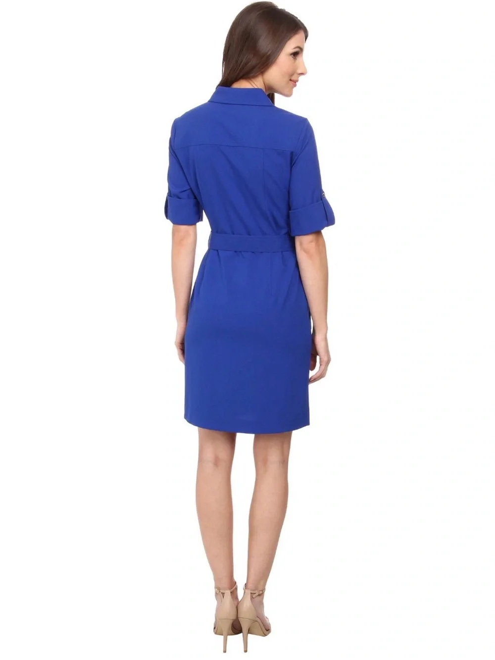 MICHAEL KORS Blue Zip Front Belted Utility Shirt Dress Women’s Size XL